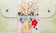 К344 Подарочный конверт ручной работы - Лесная бабочка