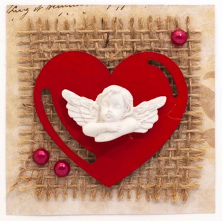 Т056 Открытка ручной работы 8х8 см (Букетная) - Мой ангелок