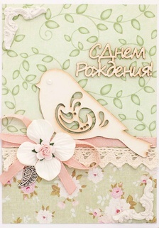 М318 Открытка ручной работы 10х15 см - Иволга