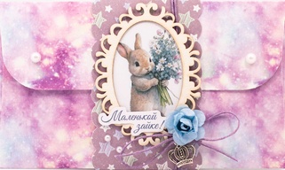 К398 Подарочный конверт ручной работы -  Милая зайка