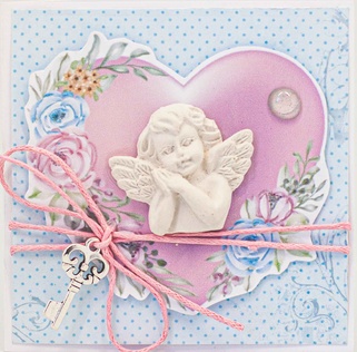 Т062 Открытка ручной работы 8х8 см (Букетная) - Мой ангел