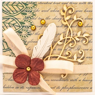 Т067 Открытка ручной работы 8х8 см (Букетная) - Письмо